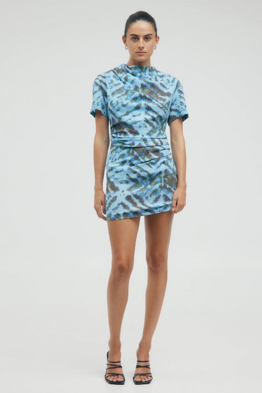 THIRD FORM - ELECTRIC TUCKED TEE DRESS - TIE DYE