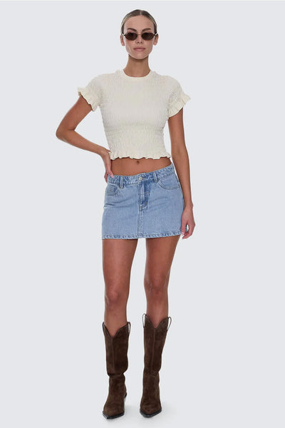 THRILLS - AGAINST ALL ODDS SHIRRED TEE - BUTTER CREAM