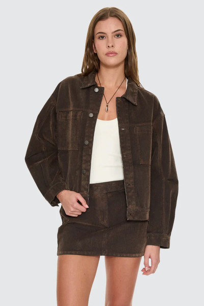 SHOP THRILLS EBAILEY FLOCKED JACKET IN DARK CHOCOLATE ONLINE