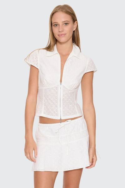SHOP THRILLS DANICA BRODERIE ANGLAISE TOP IN WHITE ONLINE
