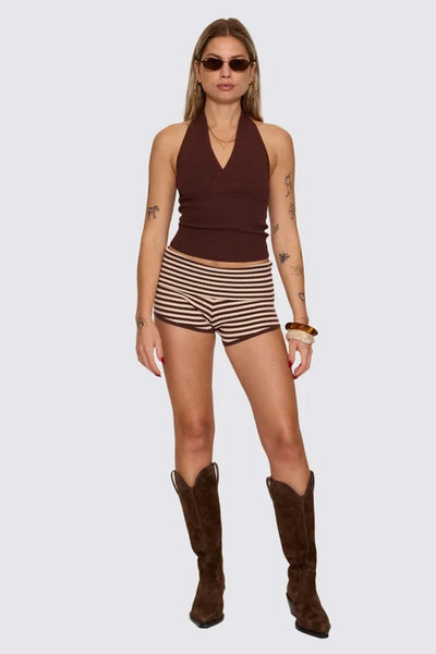 THRILLS - DAYNA KNIT HALTER TOP - BITTER CHOCOLATE - PERTH BOUTIQUE - AUSTRALIAN BOUTIQUE - WA BOUTIQUE - INTERNATIONAL SHIPPING - USA SHIPPING - PERTH STORES - PERTH STORE - AUSTRALIA - WA - WESTER AUSTRALIA - WOMENS FASHION - FASHION - CLOTHING - WA STOCKIST - PERTH STOCKIST - AUSTRALIAN STOCKIST - STOCKIST