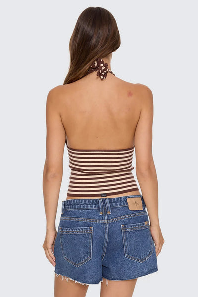 THRILLS - DAYNA KNIT HALTER TOP - BUTTER CREAM STRIPE - PERTH BOUTIQUE - AUSTRALIAN BOUTIQUE - WA BOUTIQUE - INTERNATIONAL SHIPPING - USA SHIPPING - PERTH STORES - PERTH STORE - AUSTRALIA - WA - WESTER AUSTRALIA - WOMENS FASHION - FASHION - CLOTHING - WA STOCKIST - PERTH STOCKIST - AUSTRALIAN STOCKIST - STOCKIST