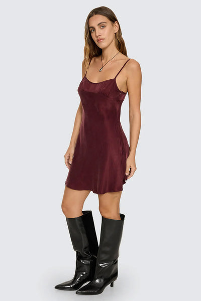 THRILLS - ELIO BIAS MINI DRESS - MAHOGANY - PERTH BOUTIQUE - AUSTRALIAN BOUTIQUE - WA BOUTIQUE - INTERNATIONAL SHIPPING - USA SHIPPING - PERTH STORES - PERTH STORE - AUSTRALIA - WA - WESTER AUSTRALIA - WOMENS FASHION - FASHION - CLOTHING - WA STOCKIST - PERTH STOCKIST - AUSTRALIAN STOCKIST - STOCKIST