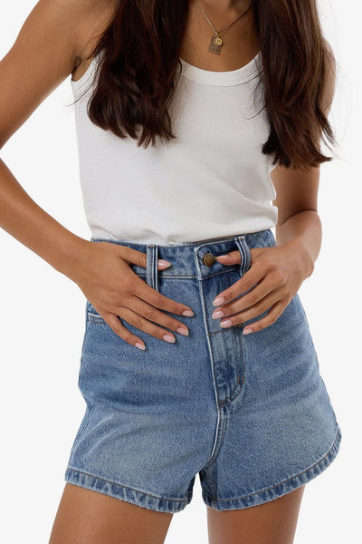 THRILLS - ERICA SHORT -  DARK DUST BLUE - PERTH BOUTIQUE - AUSTRALIAN BOUTIQUE - WA BOUTIQUE - INTERNATIONAL SHIPPING - USA SHIPPING - PERTH STORES - PERTH STORE - AUSTRALIA - WA - WESTER AUSTRALIA - WOMENS FASHION - FASHION - CLOTHING - WA STOCKIST - PERTH STOCKIST - AUSTRALIAN STOCKIST - STOCKIST