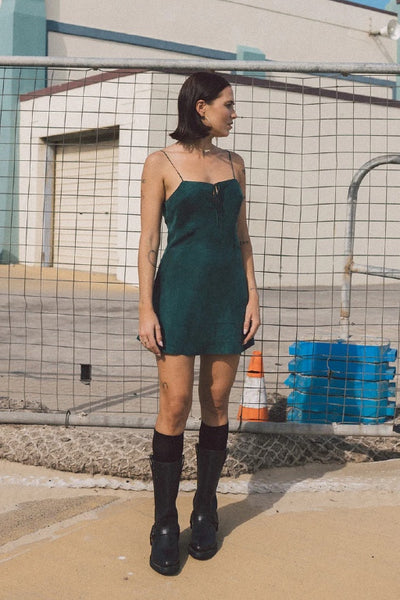 THRILLS - FAIRMONT MINI SLIP DRESS - JASPER GREEN