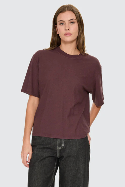 SHOP THRILLS HEMP SQUARE TEE IN AUBERGINE ONLINE