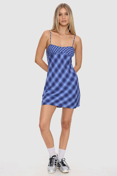 THRILLS - HIGH SPEED CHECK MINI DRESS - GUARDIAN NAVY - PERTH BOUTIQUE - AUSTRALIAN BOUTIQUE - WA BOUTIQUE - INTERNATIONAL SHIPPING - USA SHIPPING - PERTH STORES - PERTH STORE - AUSTRALIA - WA - WESTER AUSTRALIA - WOMENS FASHION - FASHION - CLOTHING - WA STOCKIST - PERTH STOCKIST - AUSTRALIAN STOCKIST - STOCKIST