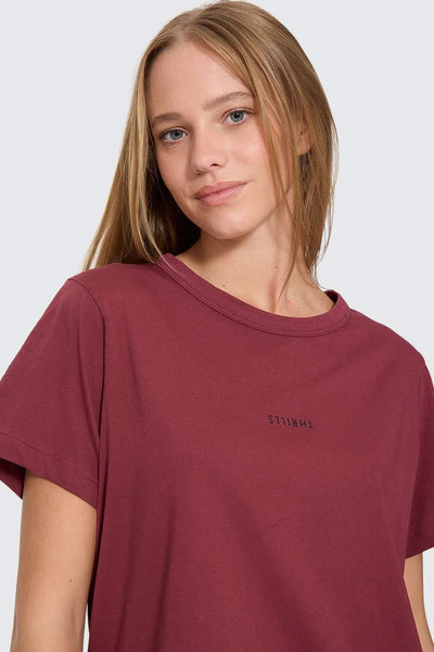 THRILLS - MINIMAL THRILLS RELAXED TEE - NEW MAROON - PERTH BOUTIQUE - AUSTRALIAN BOUTIQUE - WA BOUTIQUE - INTERNATIONAL SHIPPING - USA SHIPPING - PERTH STORES - PERTH STORE - AUSTRALIA - WA - WESTER AUSTRALIA - WOMENS FASHION - FASHION - CLOTHING - WA STOCKIST - PERTH STOCKIST - AUSTRALIAN STOCKIST - STOCKIST