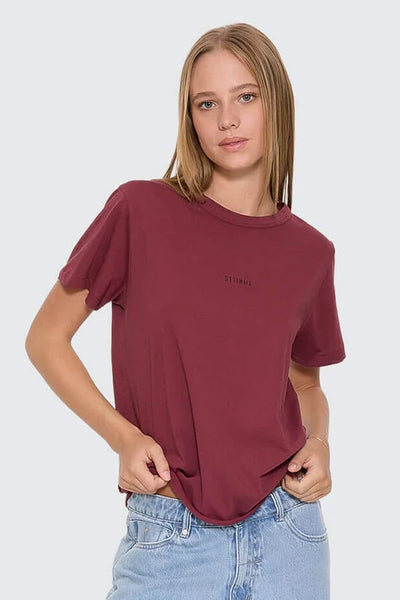 THRILLS - MINIMAL THRILLS RELAXED TEE - NEW MAROON - PERTH BOUTIQUE - AUSTRALIAN BOUTIQUE - WA BOUTIQUE - INTERNATIONAL SHIPPING - USA SHIPPING - PERTH STORES - PERTH STORE - AUSTRALIA - WA - WESTER AUSTRALIA - WOMENS FASHION - FASHION - CLOTHING - WA STOCKIST - PERTH STOCKIST - AUSTRALIAN STOCKIST - STOCKIST