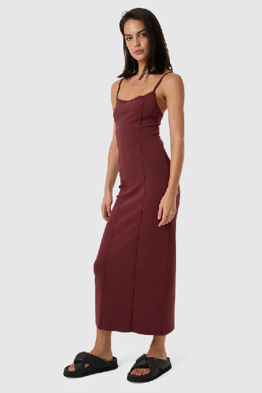 dark cherry maxi dress SHOP THRILLS - RIB SEAM DRESS