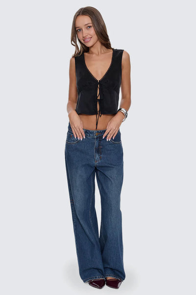 THRILLS - SAIGE TIE FRONT TOP - BLACK - PERTH BOUTIQUE - AUSTRALIAN BOUTIQUE - WA BOUTIQUE - INTERNATIONAL SHIPPING - USA SHIPPING - PERTH STORES - PERTH STORE - AUSTRALIA - WA - WESTER AUSTRALIA - WOMENS FASHION - FASHION - CLOTHING - WA STOCKIST - PERTH STOCKIST - AUSTRALIAN STOCKIST - STOCKIST