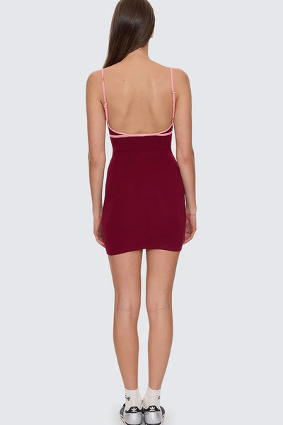 THRILLS - VIVID DREAMS KNIT MINI DRESS - POMEGRANATE