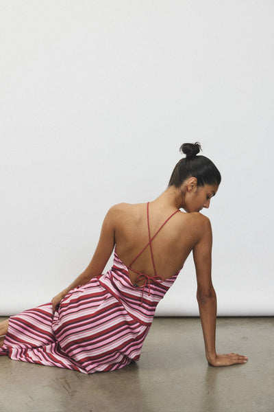 WITH HARPER LU - HALTER MAXI DRESS - MAGENTA STRIPE - PERTH BOUTIQUE - AUSTRALIAN BOUTIQUE - WA BOUTIQUE - INTERNATIONAL SHIPPING - USA SHIPPING - PERTH STORES - PERTH STORE - AUSTRALIA - WA - WESTER AUSTRALIA - WOMENS FASHION - FASHION - CLOTHING - WA STOCKIST - PERTH STOCKIST - AUSTRALIAN STOCKIST - STOCKIST
