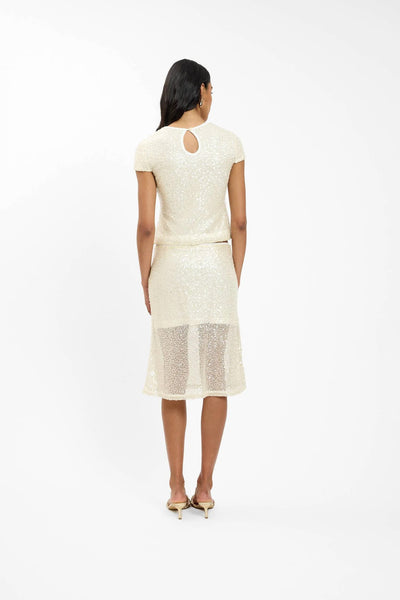 WITH HARPER LU - MIDI SKIRT - IVORY SEQUIN