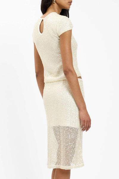 WITH HARPER LU - MIDI SKIRT - IVORY SEQUIN