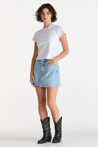 WRANGLER - REPAIR MINI SKIRT - BLUE TOUR - PERTH BOUTIQUE - AUSTRALIAN BOUTIQUE - WA BOUTIQUE - INTERNATIONAL SHIPPING - USA SHIPPING - PERTH STORES - PERTH STORE - AUSTRALIA - WA - WESTER AUSTRALIA - WOMENS FASHION - FASHION - CLOTHING - WA STOCKIST - PERTH STOCKIST - AUSTRALIAN STOCKIST - STOCKIST