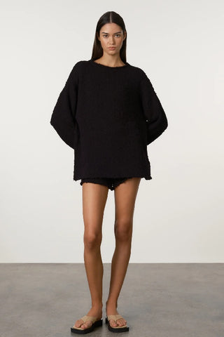 ZULU & ZEPHYR - KNIT JUMPER - KNIT SHORT - BLACK BOUCLE - PERTH BOUTIQUE - AUSTRALIAN BOUTIQUE - WA BOUTIQUE - INTERNATIONAL SHIPPING - USA SHIPPING - PERTH STORES - PERTH STORE - AUSTRALIA - WA - WESTER AUSTRALIA - WOMENS FASHION - FASHION - CLOTHING - WA STOCKIST - PERTH STOCKIST - AUSTRALIAN STOCKIST - STOCKIST
