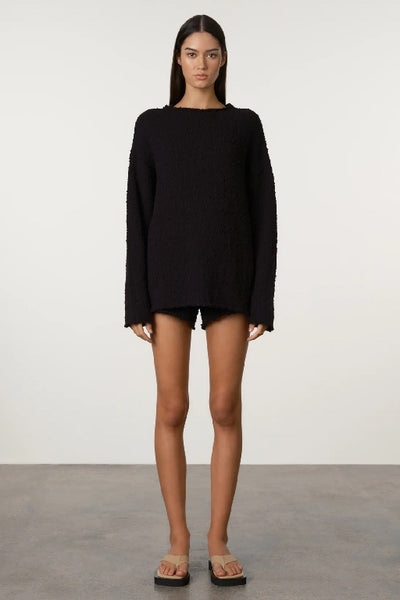 ZULU & ZEPHYR - KNIT JUMPER - KNIT SHORT - BLACK BOUCLE - PERTH BOUTIQUE - AUSTRALIAN BOUTIQUE - WA BOUTIQUE - INTERNATIONAL SHIPPING - USA SHIPPING - PERTH STORES - PERTH STORE - AUSTRALIA - WA - WESTER AUSTRALIA - WOMENS FASHION - FASHION - CLOTHING - WA STOCKIST - PERTH STOCKIST - AUSTRALIAN STOCKIST - STOCKIST