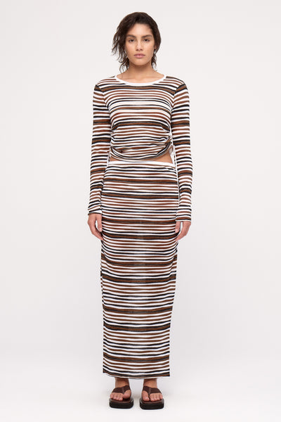 ZULU & ZEPHYR - KNIT SKIRT - BLACK STRIPE - PERTH BOUTIQUE - AUSTRALIAN BOUTIQUE - WA BOUTIQUE - INTERNATIONAL SHIPPING - USA SHIPPING - PERTH STORES - PERTH STORE - AUSTRALIA - WA - WESTER AUSTRALIA - WOMENS FASHION - FASHION - CLOTHING - WA STOCKIST - PERTH STOCKIST - AUSTRALIAN STOCKIST - STOCKIST