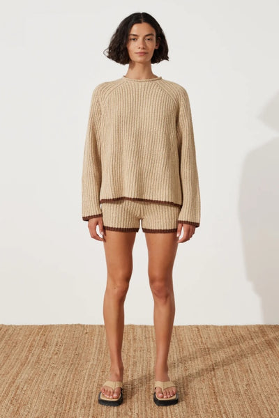 ZULU & ZEPHYR - SAND CONTRAST RIB KNIT JUMPER