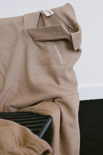 SHOP ZULU & ZEPHYR COLLARED SPORT SWEATSHIRT IN OLIVE ONLINE