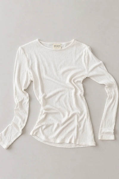SHOP ZULU &amp; ZEPHYR RIB HEMP JERSEY LONG SLEEVE TOP IN WHITE ONLINE