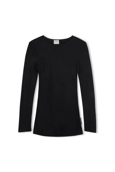 SHOP ZULU & ZEPHYR RIB HEMP JERSEY LONG SLEEVE TOP IN BLACK ONLINE