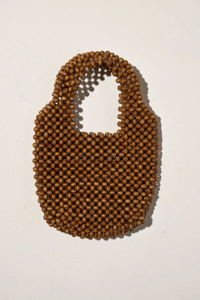 SHOP ZULU &amp; ZEPHYR RAFFIA SMALL BEADED BUCKET BAG IN WALNUT ONLINE