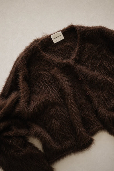 SHOP ZULU &amp; ZEPHYR FULLY KNIT CARDIGAN IN CHOCOLATE ONLINE