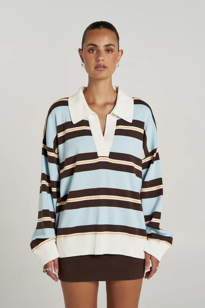 SHOP SUMMI SUMMI STRIPE LS POLO IN APEROL STRIPE ONLINE