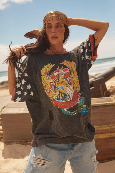 SHOP SABBI THE VERY OVERSIZED VINTAGE DREAM BIG BRENDA TEE IN BLACK ONLINE