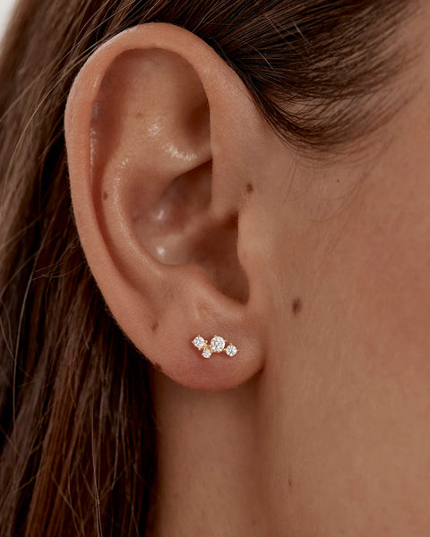 18k gold vermeil moon and star stud earrings with cubic zirconia