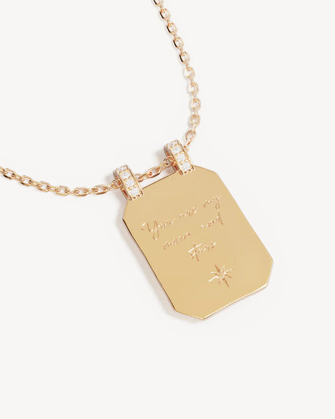18k gold plated necklace engraved with "You are my moon and stars.