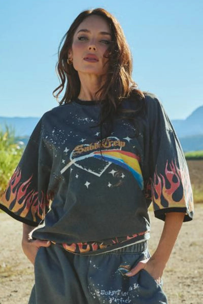 SHOP SABBI THE VERY OVERSIZED FLAMING PRISM TEE IN BLACK ONLINE