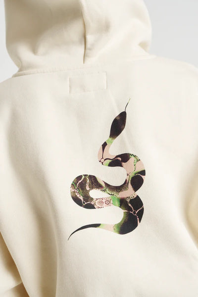 A close-up of the 300gsm brushed fleece in Vanilla, highlighting the thick, premium texture and the soft matte finish of the cotton blend.