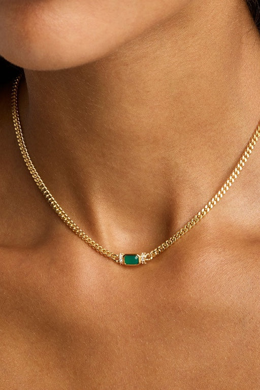 BY CHARLOTTE - STRENGTH WITHIN GREEN ONYX CURB CHOKER