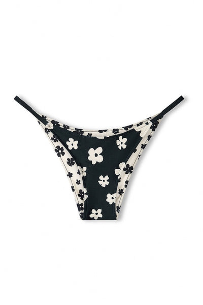 ZULU & ZEPHYR - BLACK AND BONE FLOWER REVERSIBLE CURVE STRING BRIEF