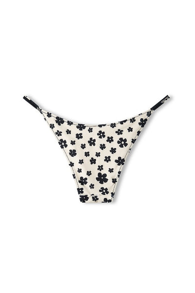 ZULU & ZEPHYR - BLACK AND BONE FLOWER REVERSIBLE CURVE STRING BRIEF