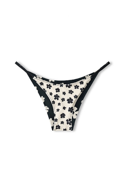 ZULU & ZEPHYR - BLACK AND BONE FLOWER REVERSIBLE CURVE STRING BRIEF