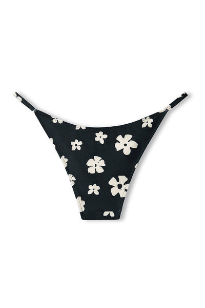 ZULU & ZEPHYR - BLACK AND BONE FLOWER REVERSIBLE CURVE STRING BRIEF