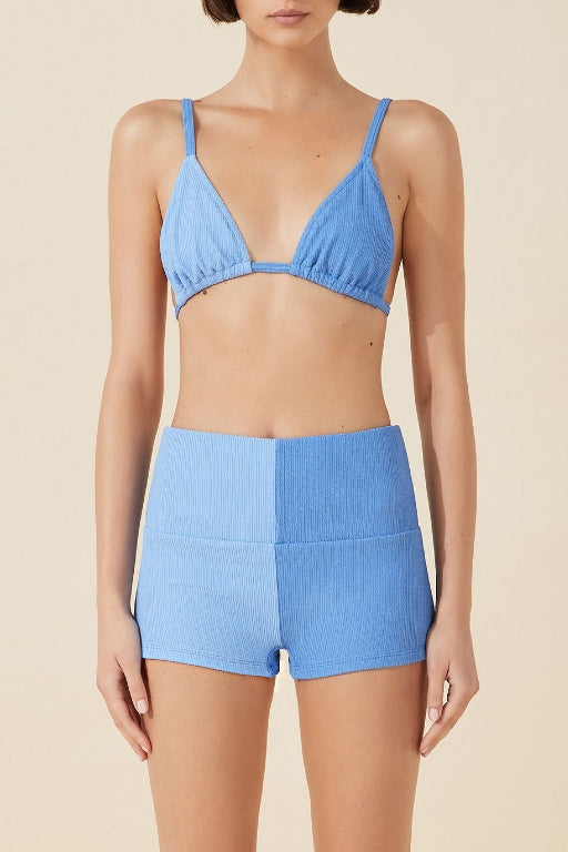 ZULU & ZEPHYR - BLUE TWO TONE CRINKLE BOY SHORT